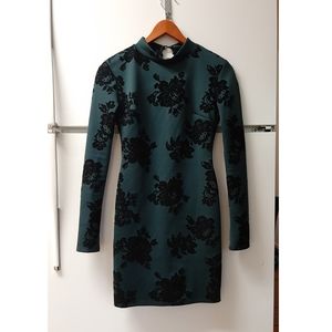 Green floral mini dress